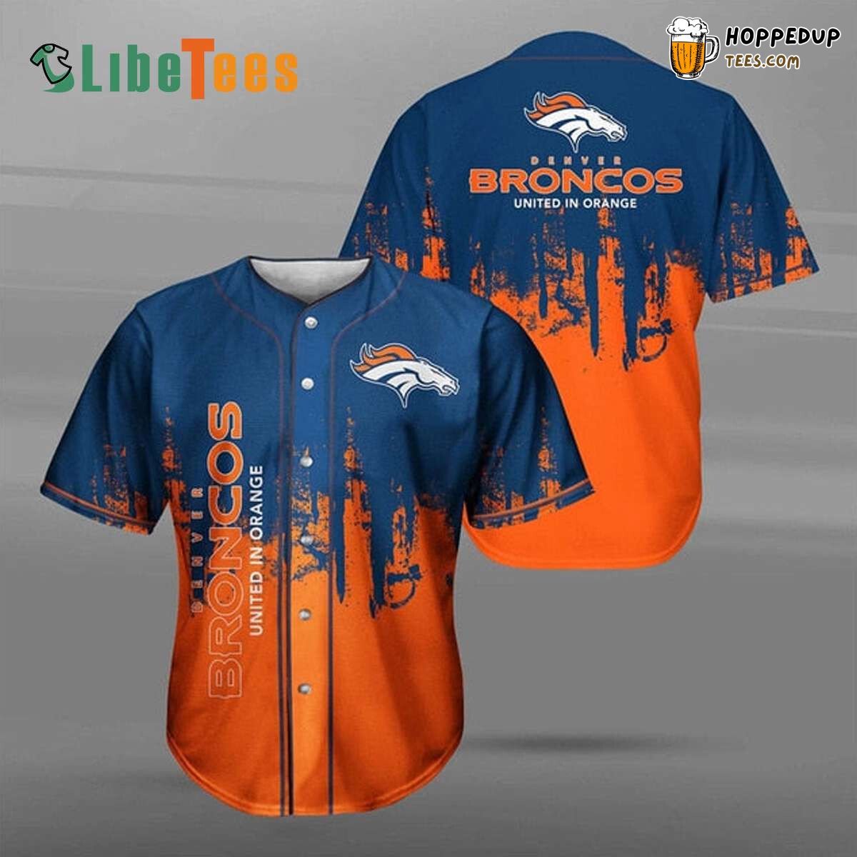 Denver Broncos Baseball Jersey Orange Navy Graffiti Look