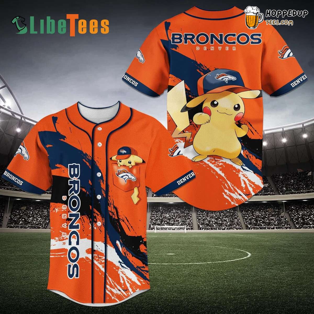 Denver Broncos Baseball Jersey Pikachu Wears Hat Perfect Gifts For Your Loved Ones Jersey Shirt