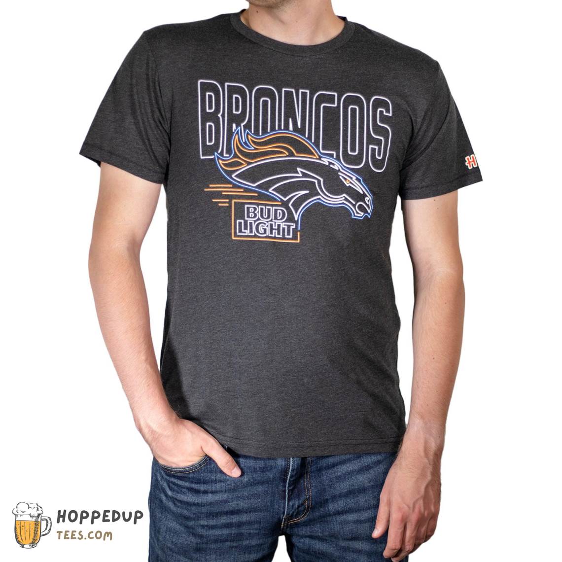 Denver Broncos Bud Light Black Graphic Tees