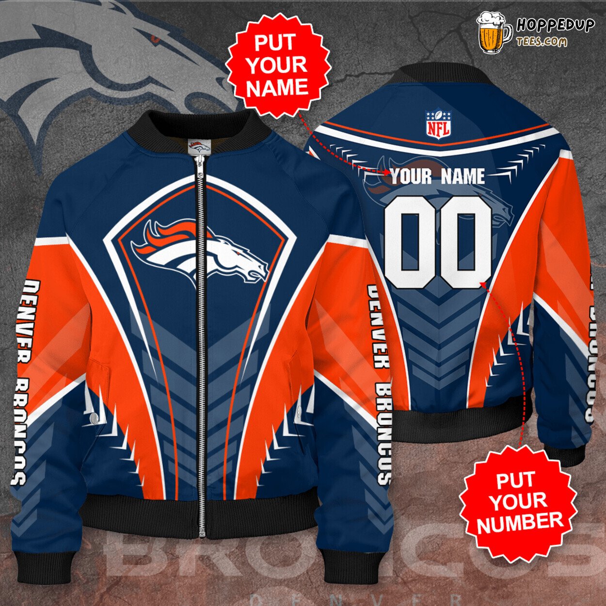 Denver Broncos DB Personalized Premium Bomber Jacket