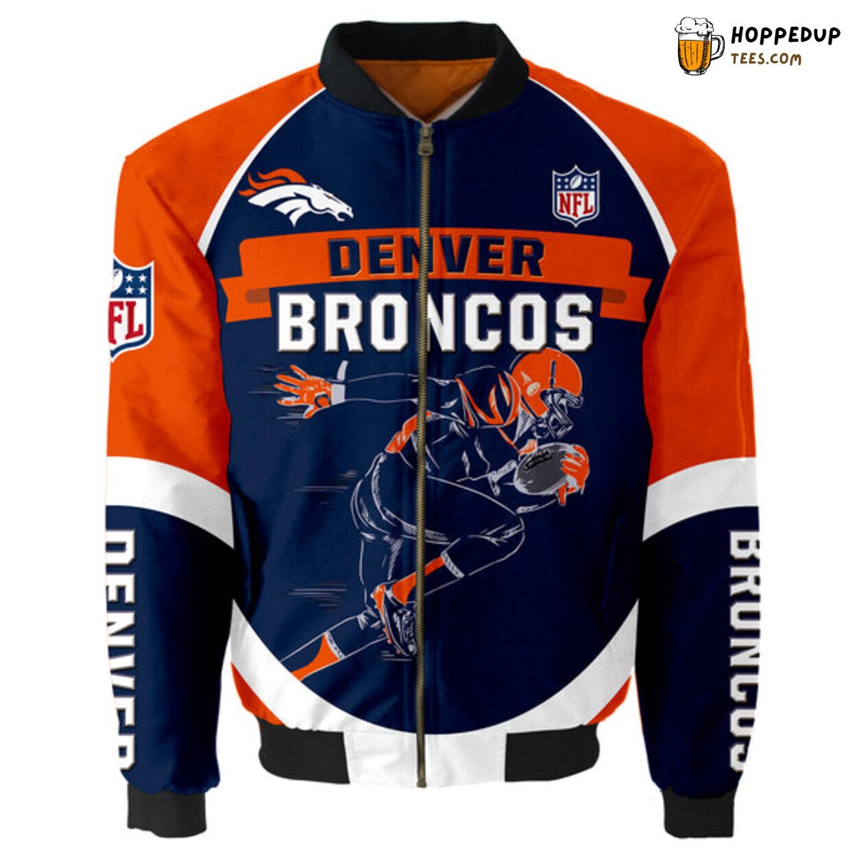 Denver Broncos Graphic Player Running Bomber Jacket Football Gift