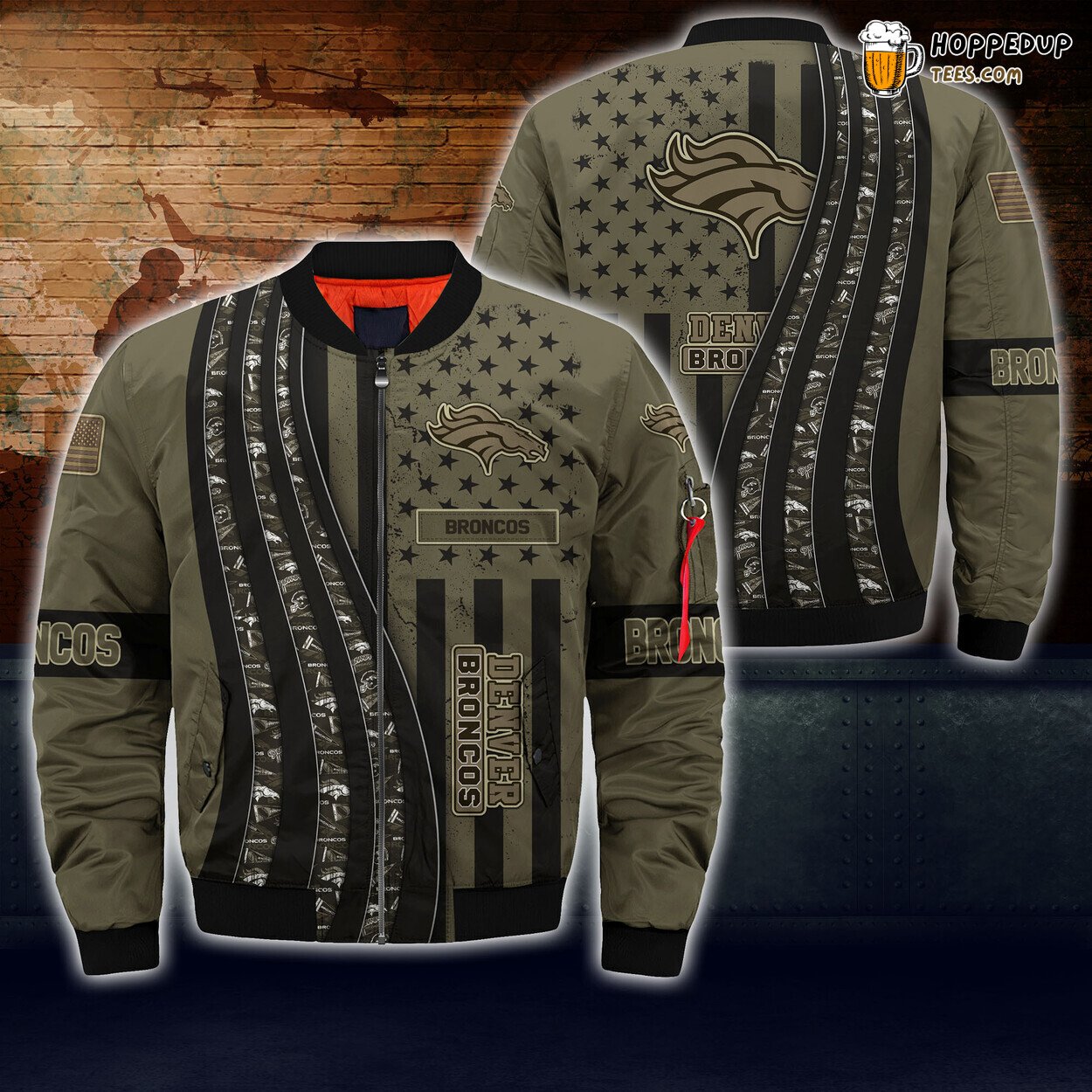 Denver Broncos NFL Camo Design Bomber Jacket Seasonal Exclusive Wear