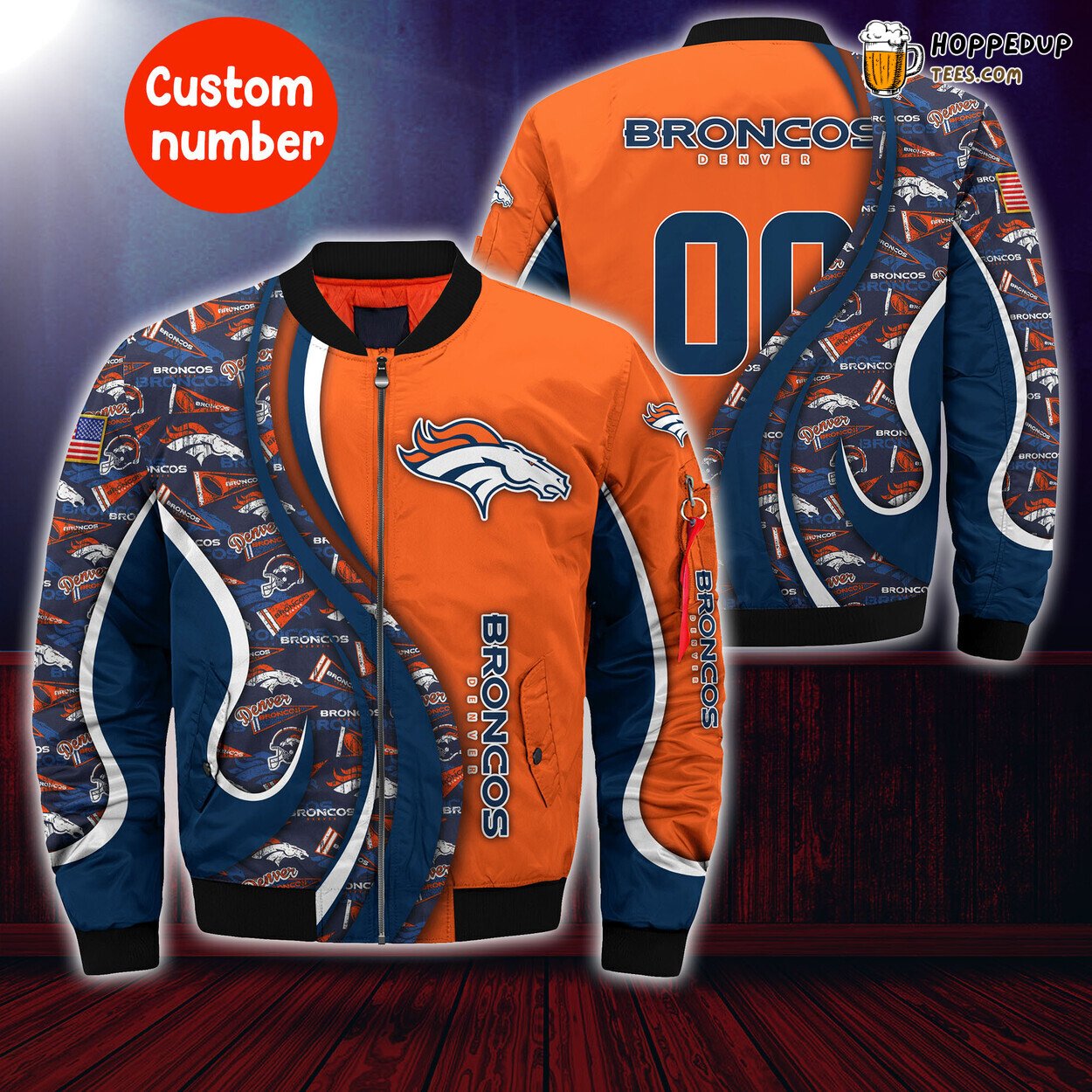 Denver Broncos NFL Custom Number Trending Elite Bomber Jacket