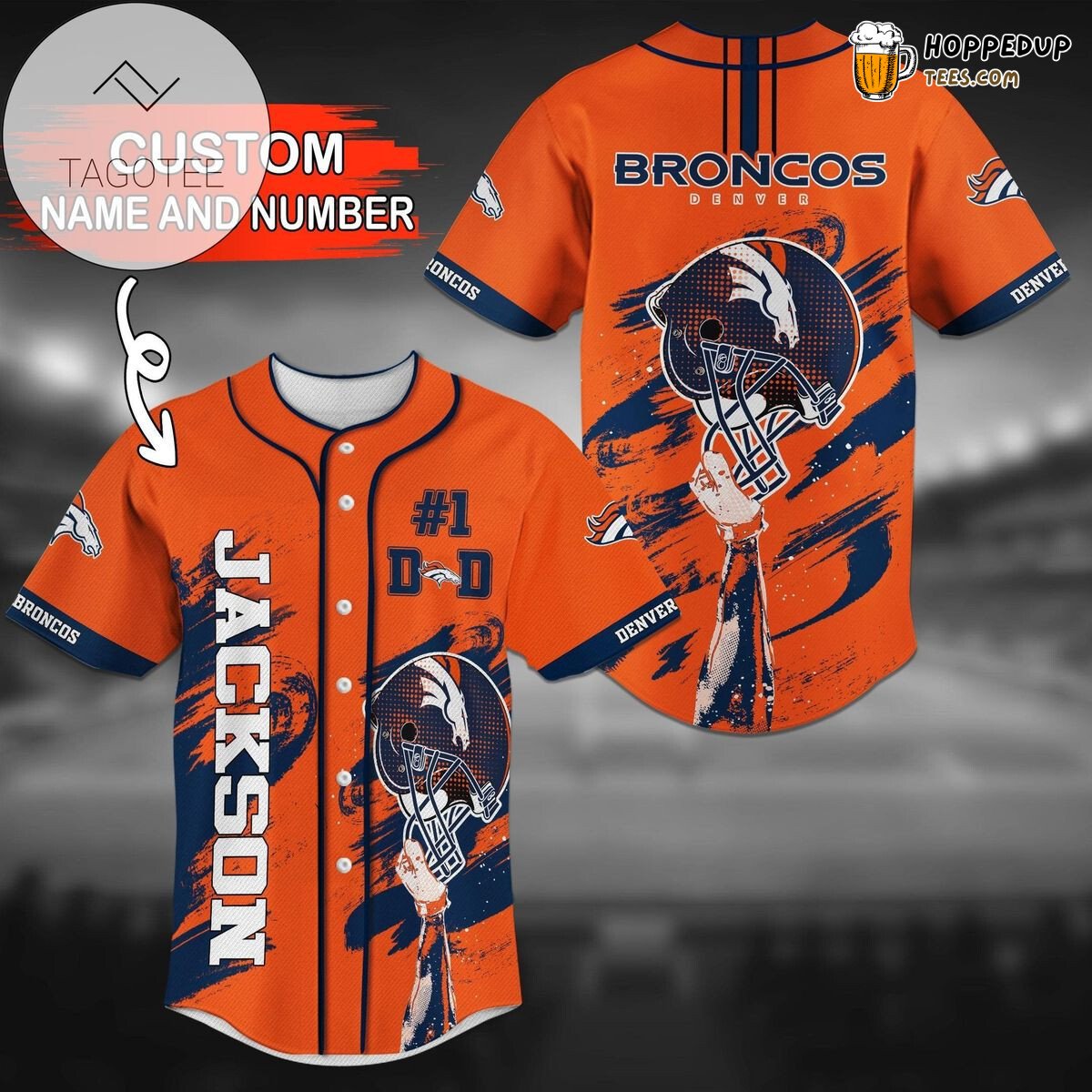 Denver Broncos Orange Custom Unisex NFL Baseball Jersey Personal Flair