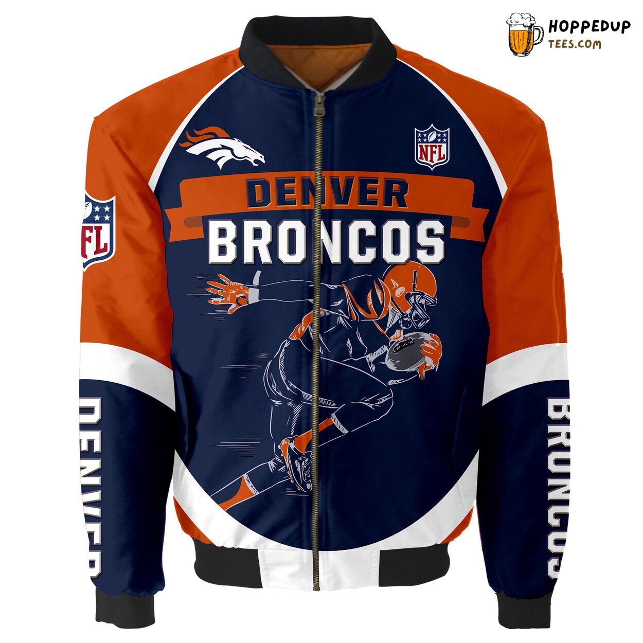 Denver Broncos Running Men Design Bomber Jacket Authentic Collection