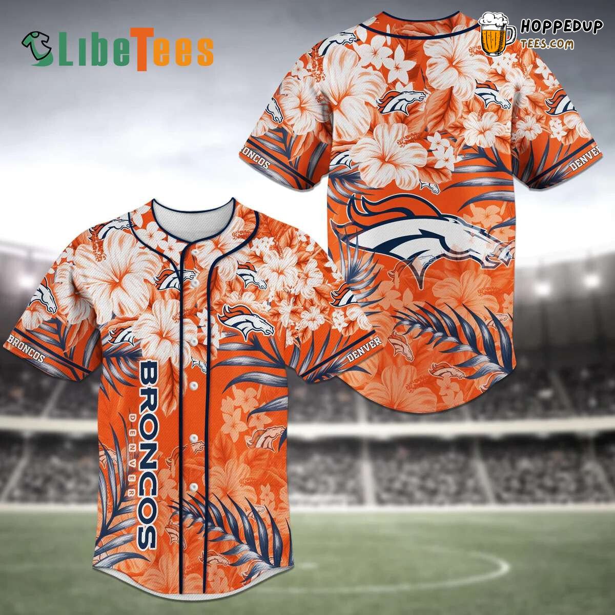 Denver Broncos Stylish Flower And Logo Pattern Baseball Jersey
