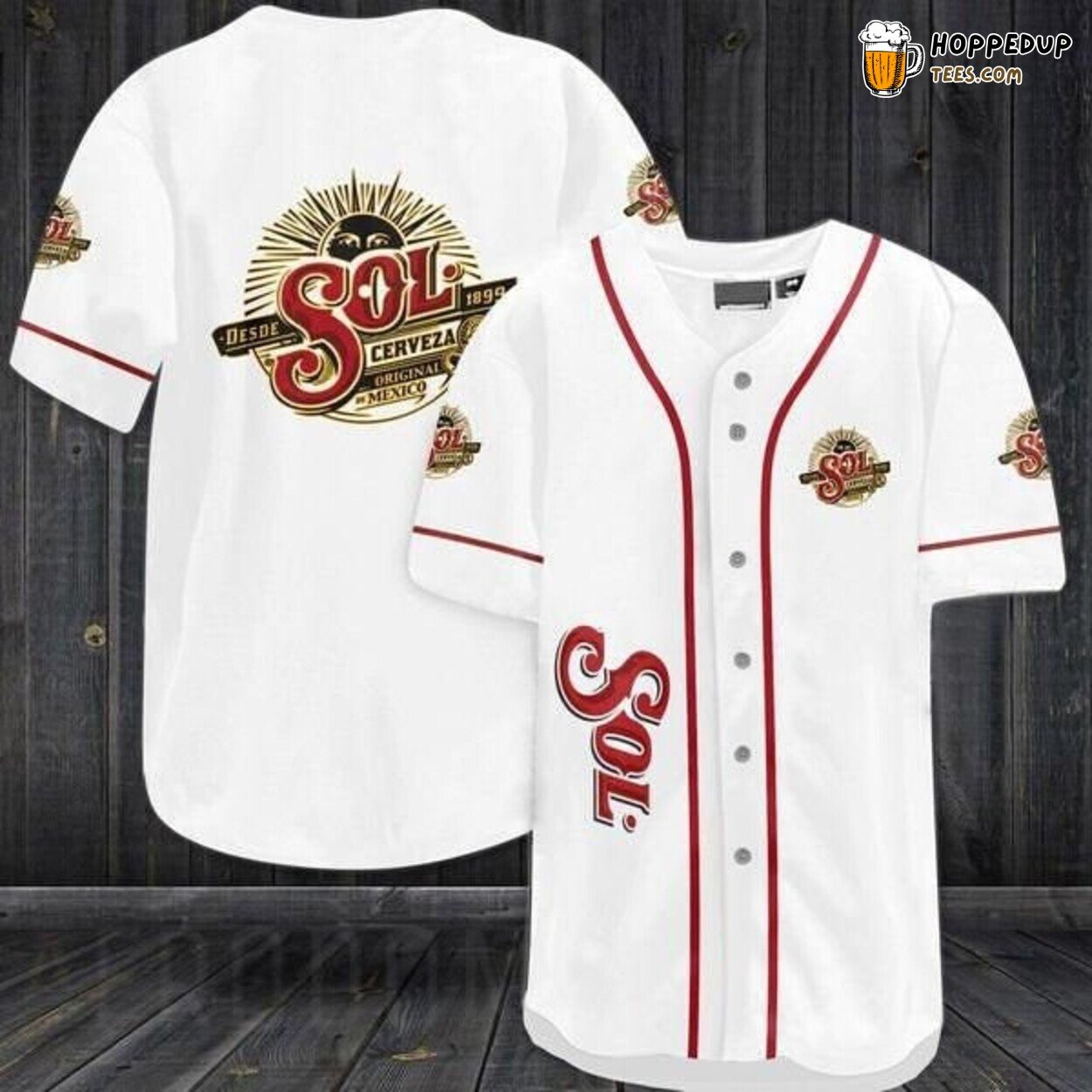 Desde Sol 1899 Original Cerveza White Baseball Jersey Vintage Look