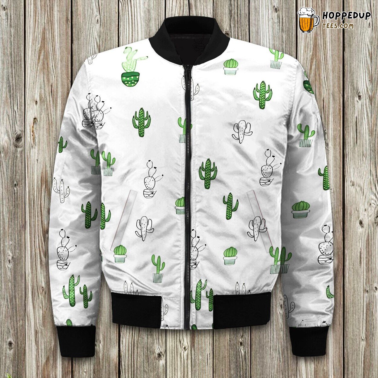 Desert Cactus Mirage Winter Bomber Jacket Tailored Unique Elegance Precision Craft