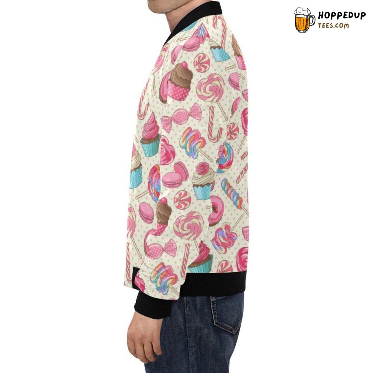 Dessert Theme Cupcake Pattern Print Men’s Bomber Jacket Distinct Look