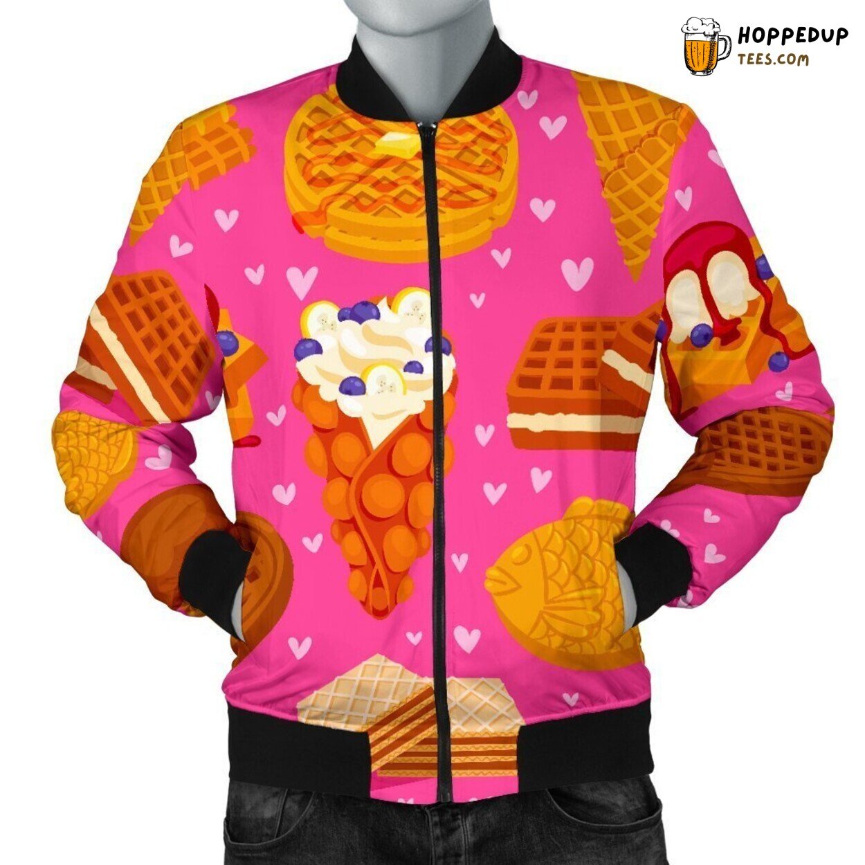 Dessert Waffle Sweetness Men’s Bomber Jacket Delightful Design Art Display