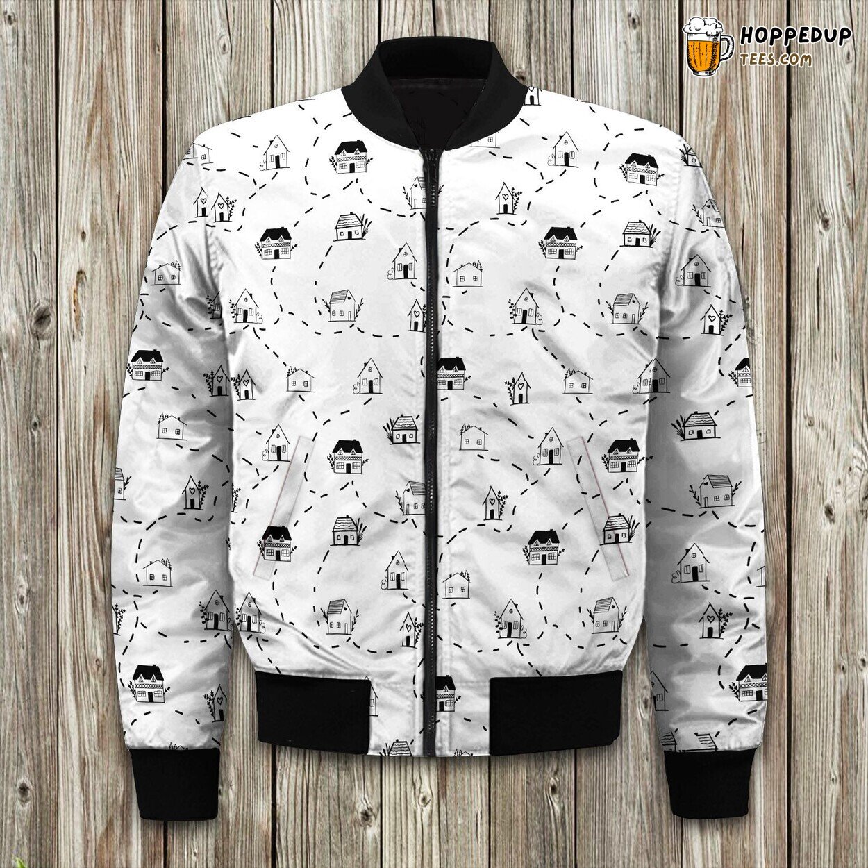 Detailed Lodge Map Design Winter Bomber Jacket Designer Series Lux