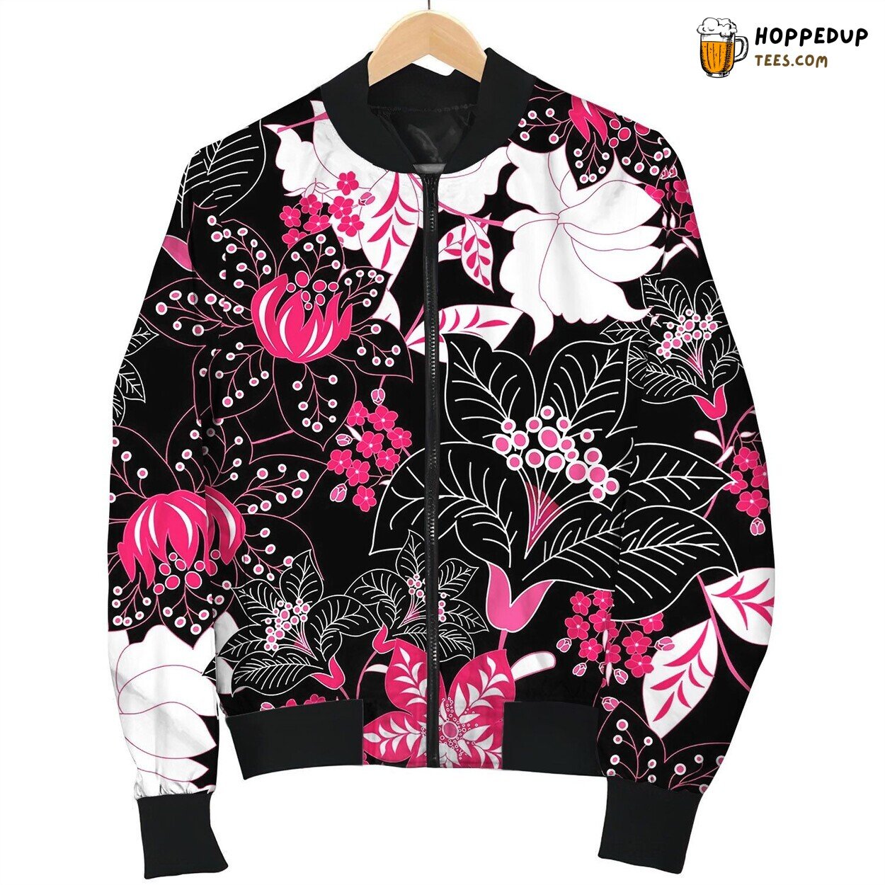 Detailed Tropical Floral Seamless Pattern Bomber Jacket