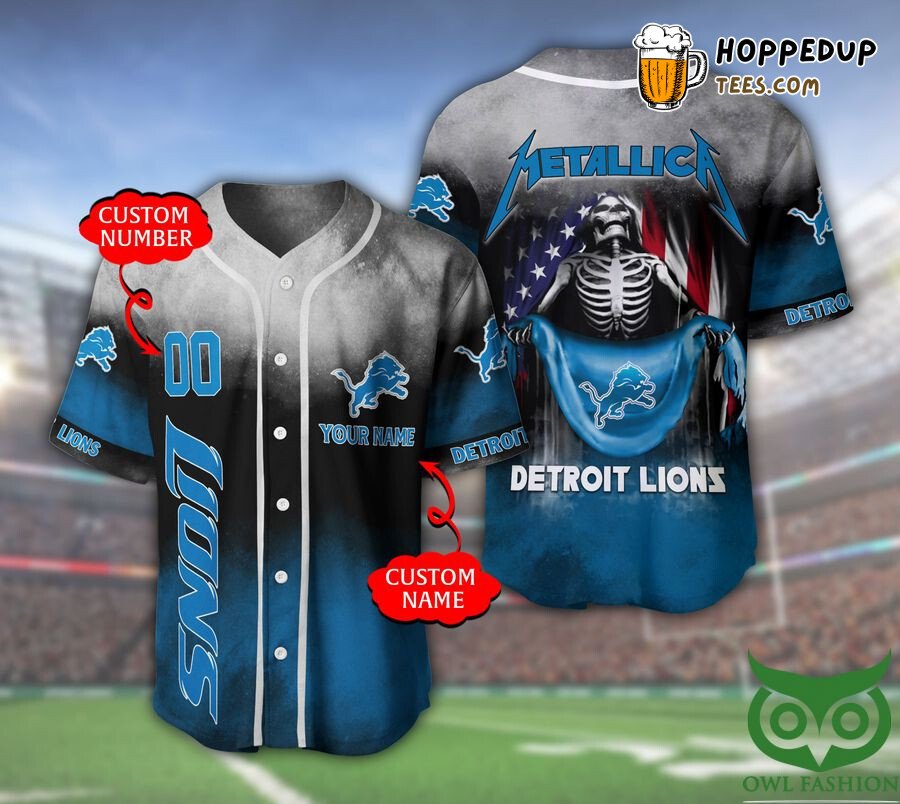 Detroit Lions Blue Personalized Baseball Jersey Unisex Motor City Love