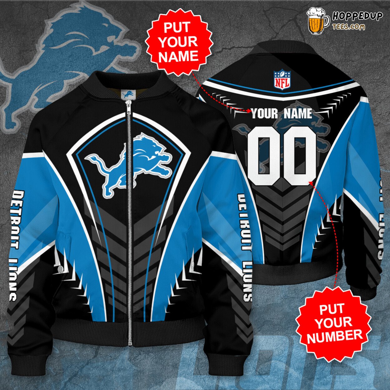 Detroit Lions DL Personalized Premium Bomber Jacket Exclusive Wear