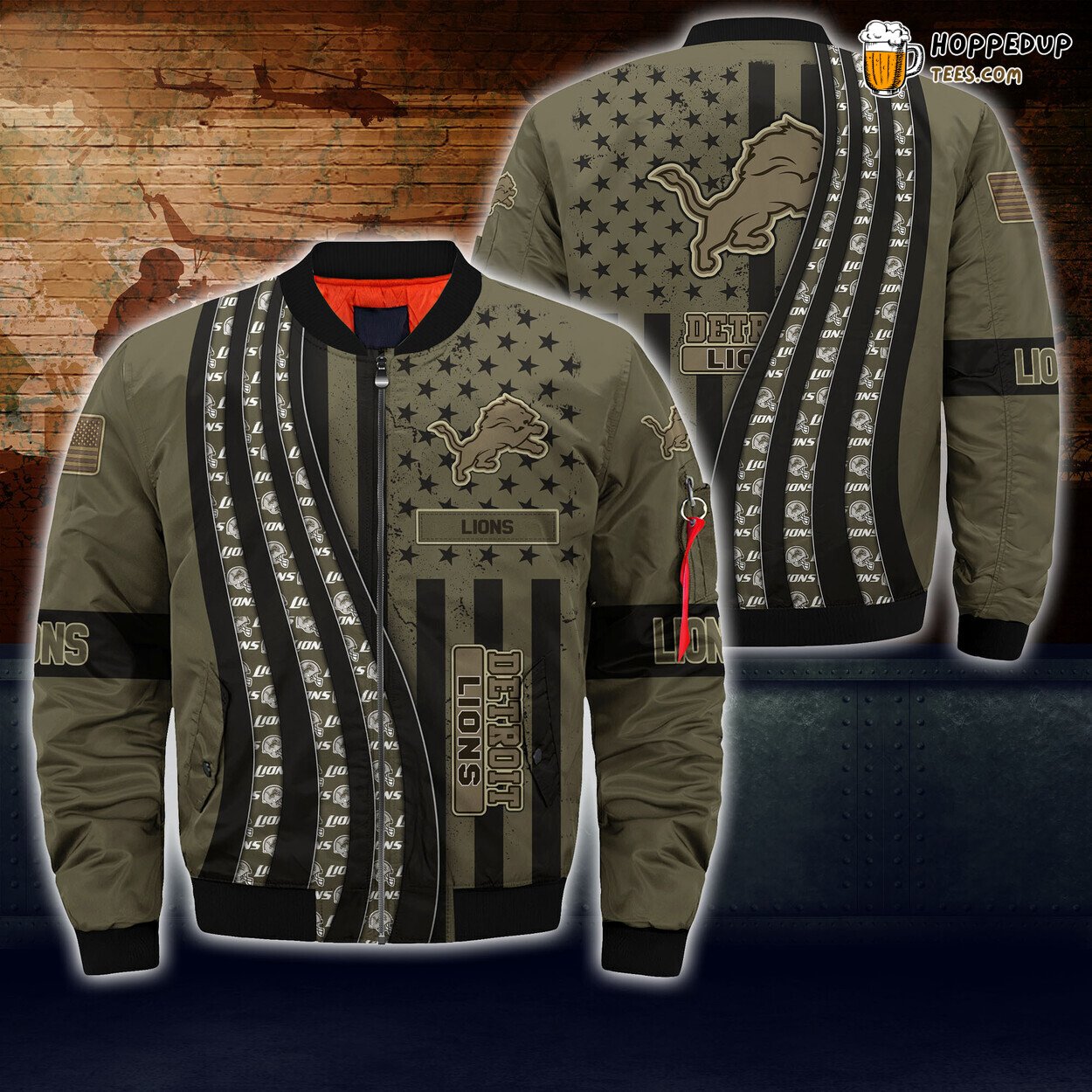 Detroit Lions NFL Camo Bomber Jacket Seasonal Elite Edition