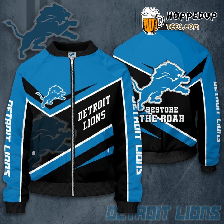 Detroit Lions NFL Classic Black Blue Fan Bomber Jacket Series