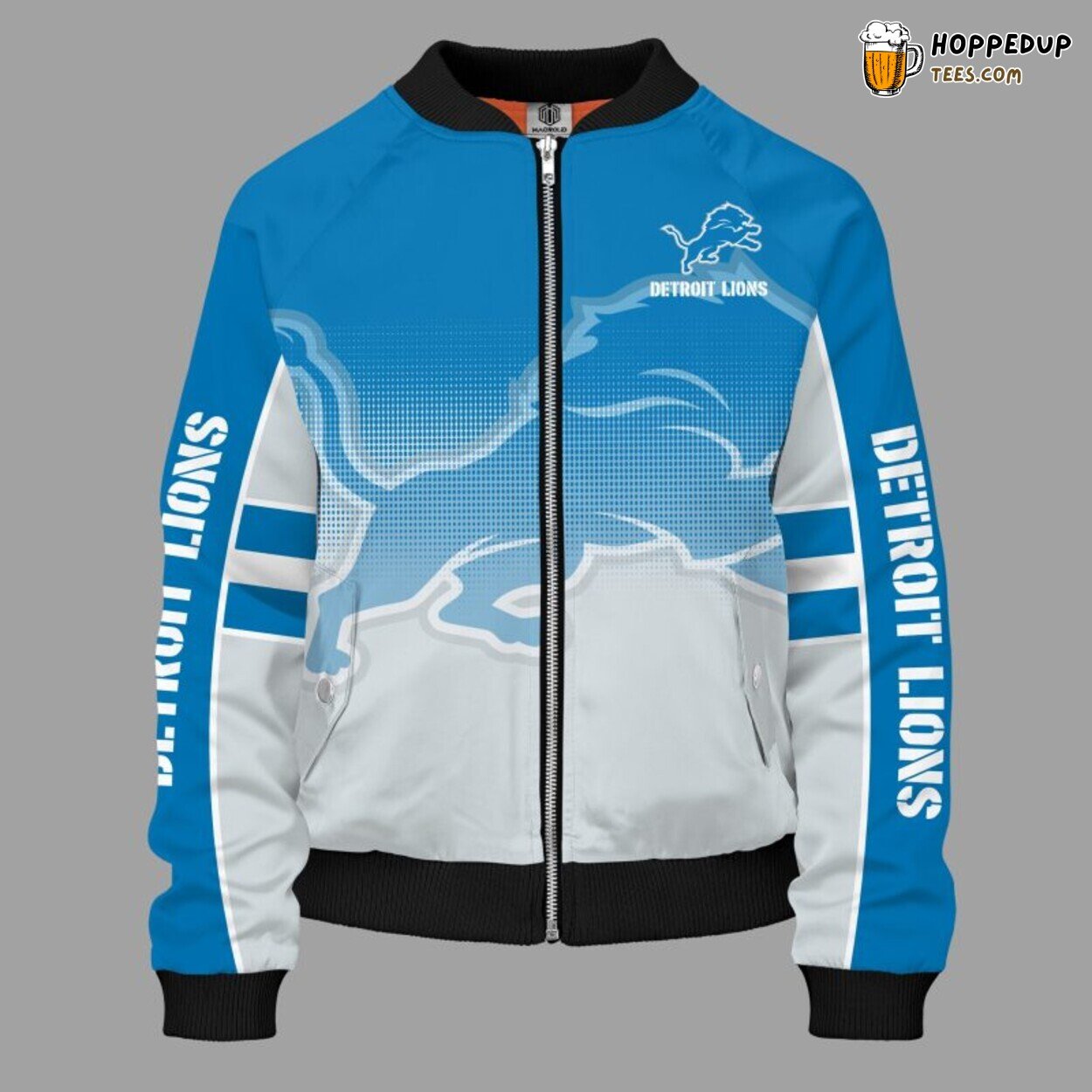 Detroit Lions NFL Distinct Unisex Blue Bomber Jacket Design