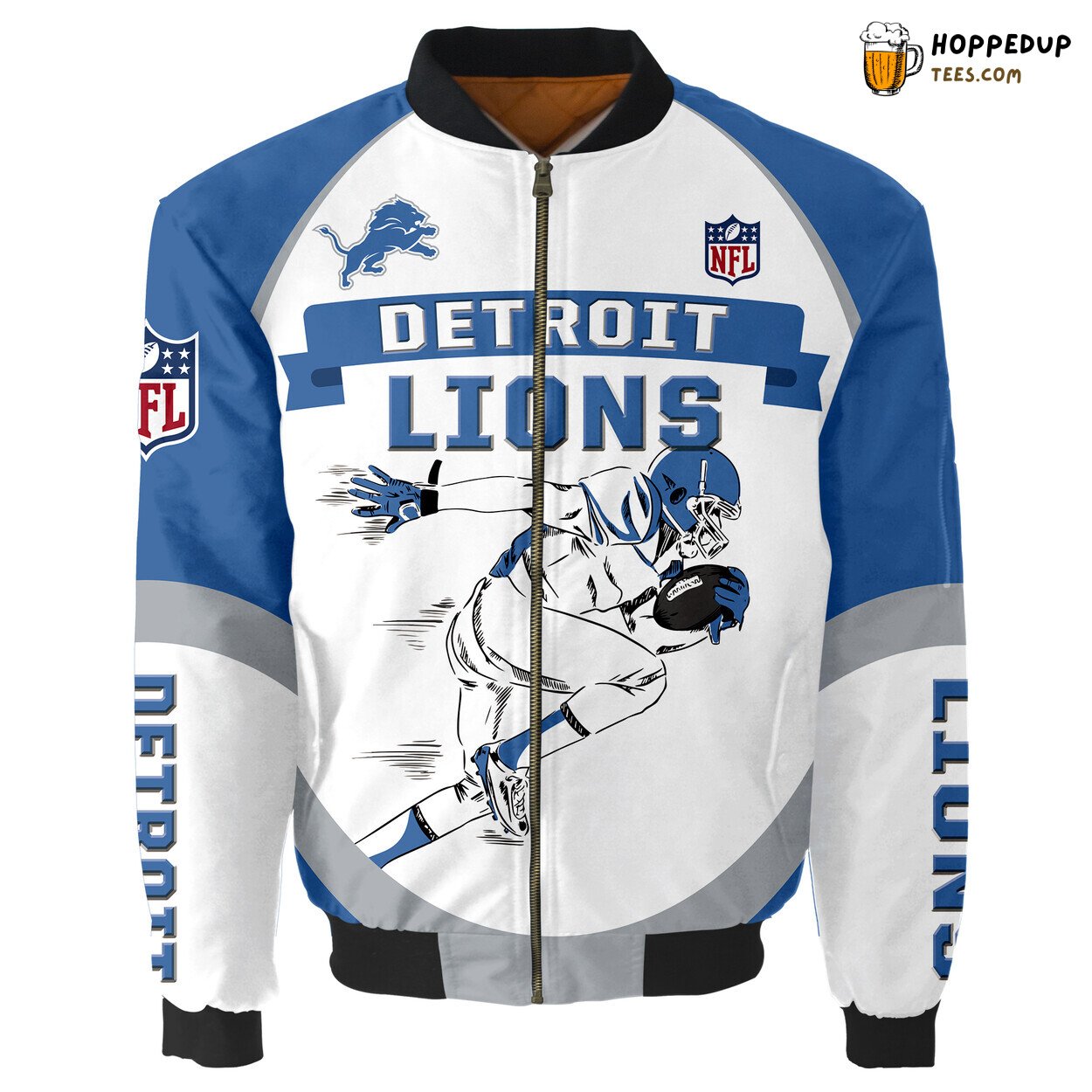 Detroit Lions Running Men Graphic Bomber Jacket Elite Collection