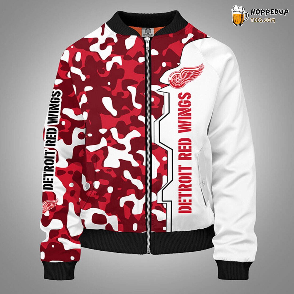 Detroit Red Wings NHL Camouflage Red Themed Bomber Jacket Stylish Design