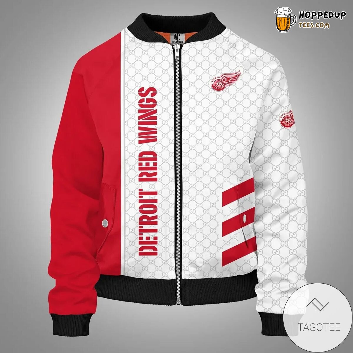 Detroit Red Wings NHL Iconic Red White Bomber Jacket Edition