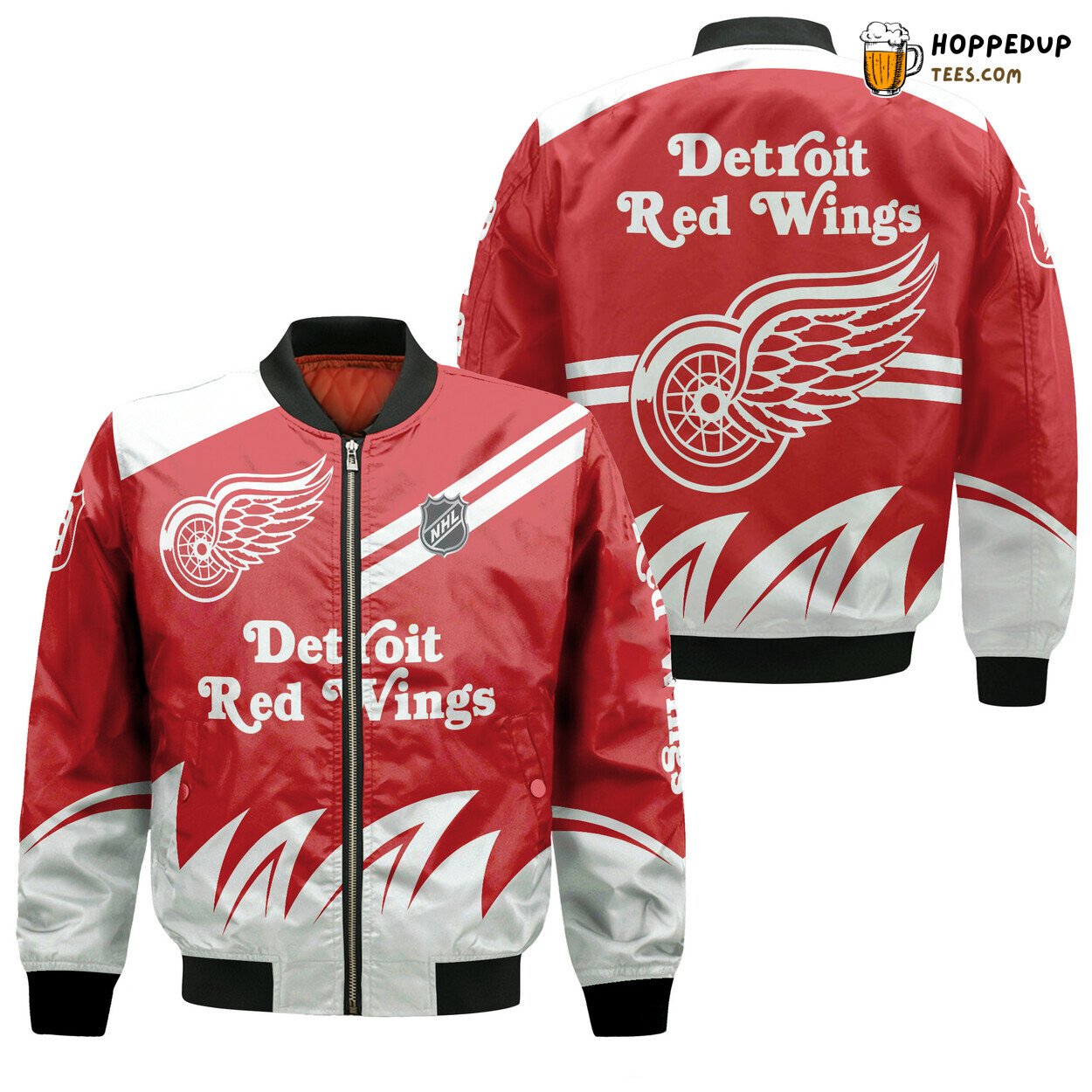 Detroit Red Wings NHL Sharp Red Statement Bomber Jacket Line
