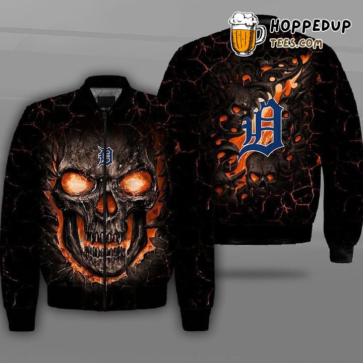 Detroit Tigers MLB Intense Lava Skull Aesthetic Bomber Jacket