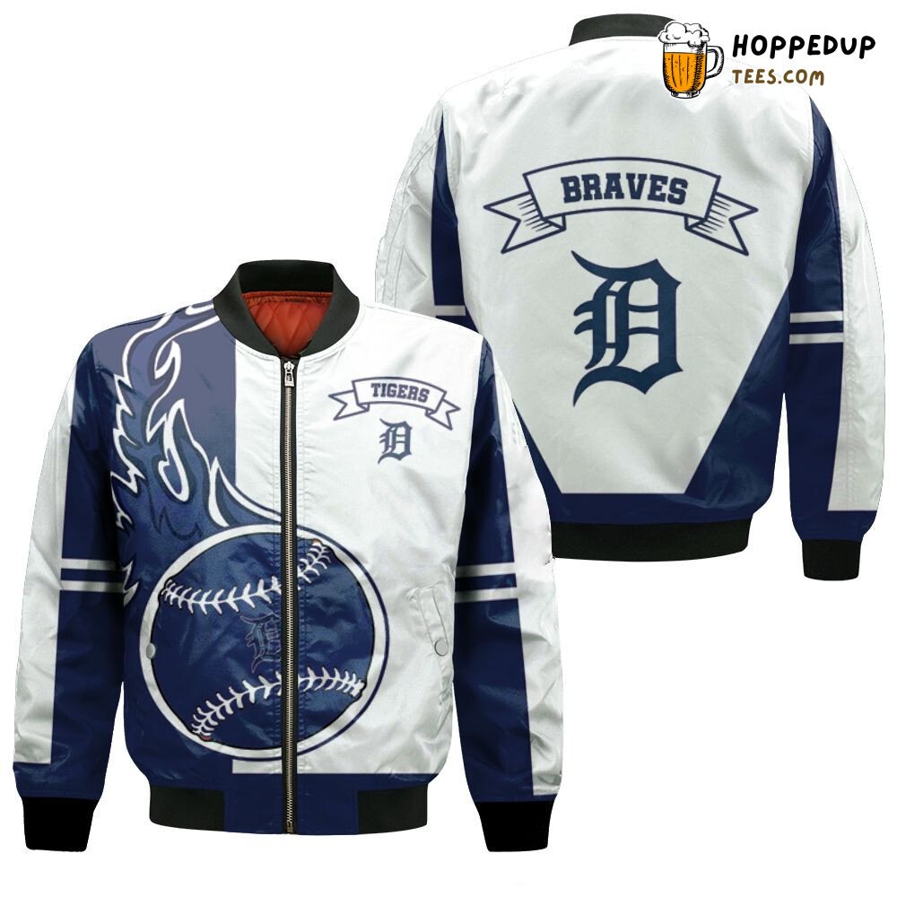 Detroit Tigers MLB White and Navy Iconic Bomber Jacket Series