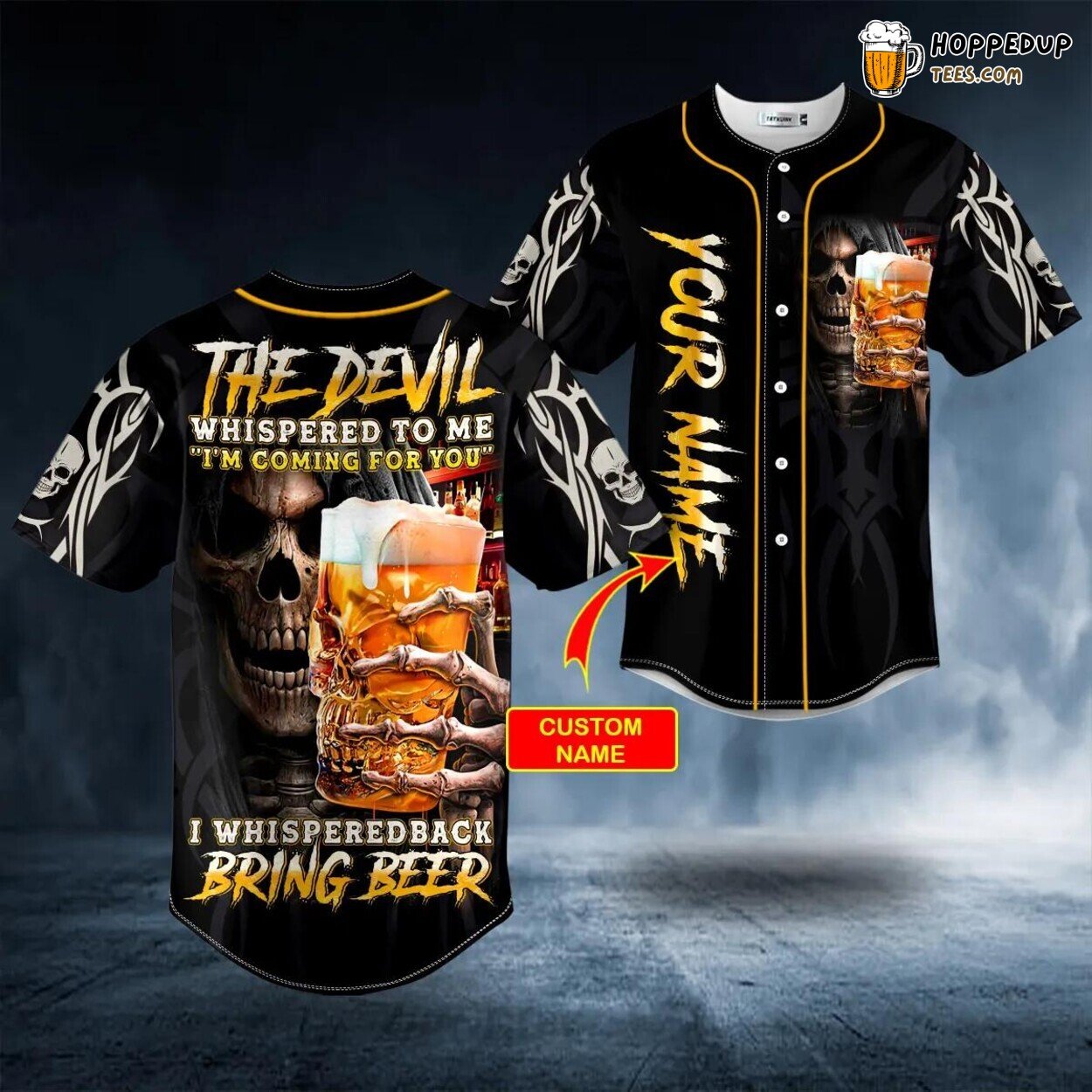 Devil’s Cold Beer Whisper Reaper Skull Baseball Jersey Viking 3D Print Design