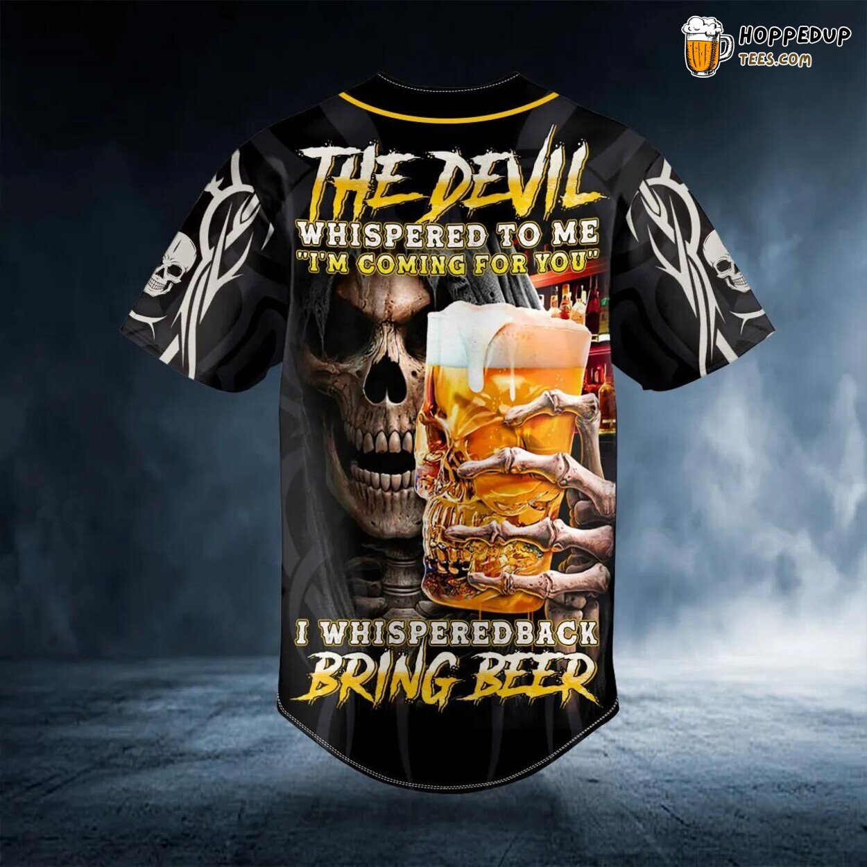 Devil’s Cold Beer Whisper Reaper Skull Baseball Jersey Viking 3D Print Design