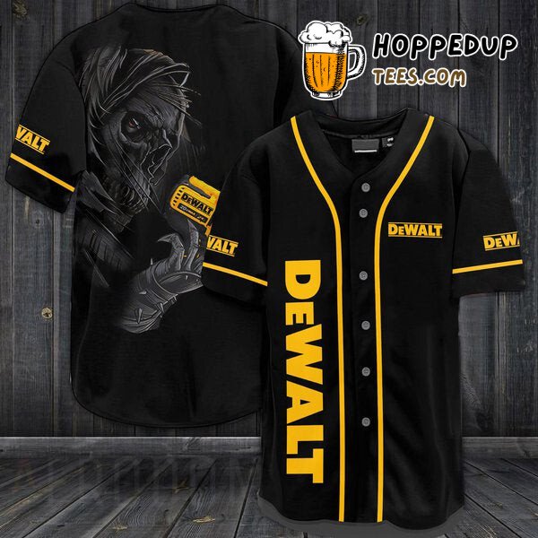 Dewalt Skull Themed Design Black Baseball Jersey Unique Distinctive Look