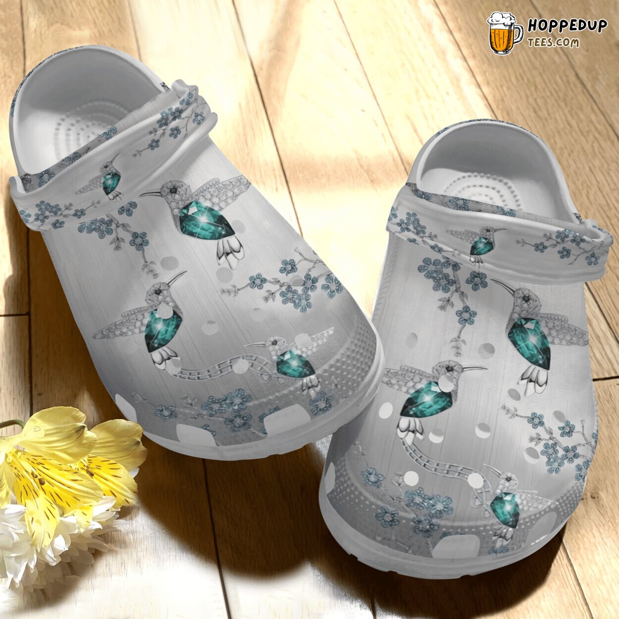 Diamond Hummingbird Themed Birthday Thanksgiving Gift Clog Shoes