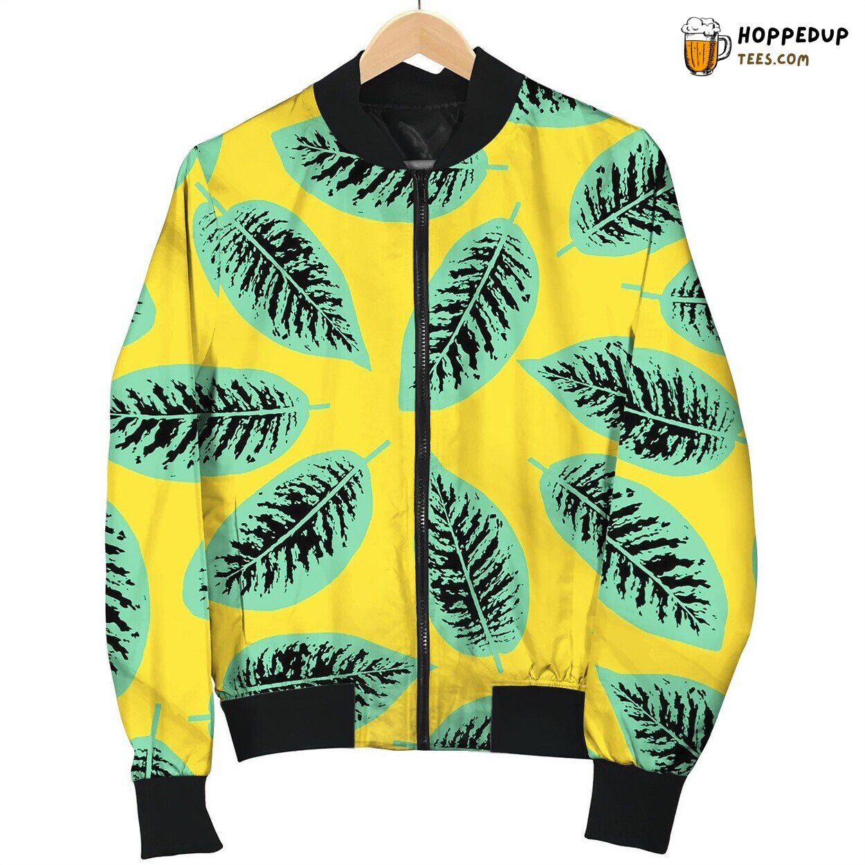 Dieffenbachia Tropical Leaf Seamless Pattern Bomber Jacket