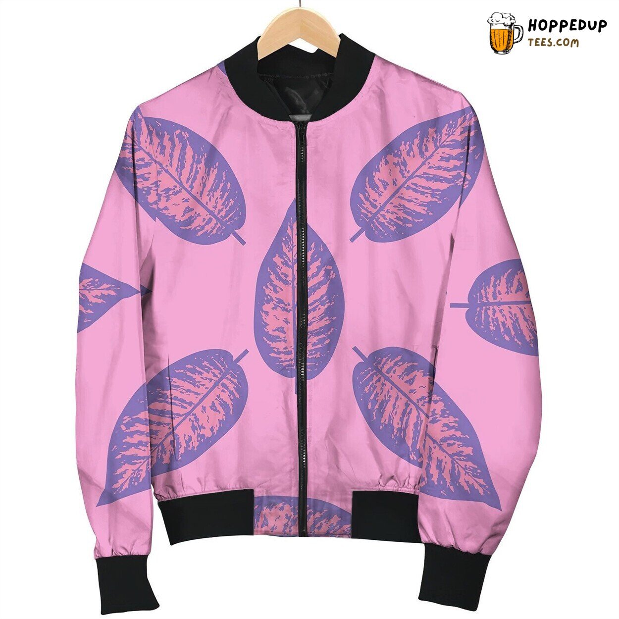 Dieffenbachia Ultra Violet Tropical Leaf Seamless Bomber Jacket