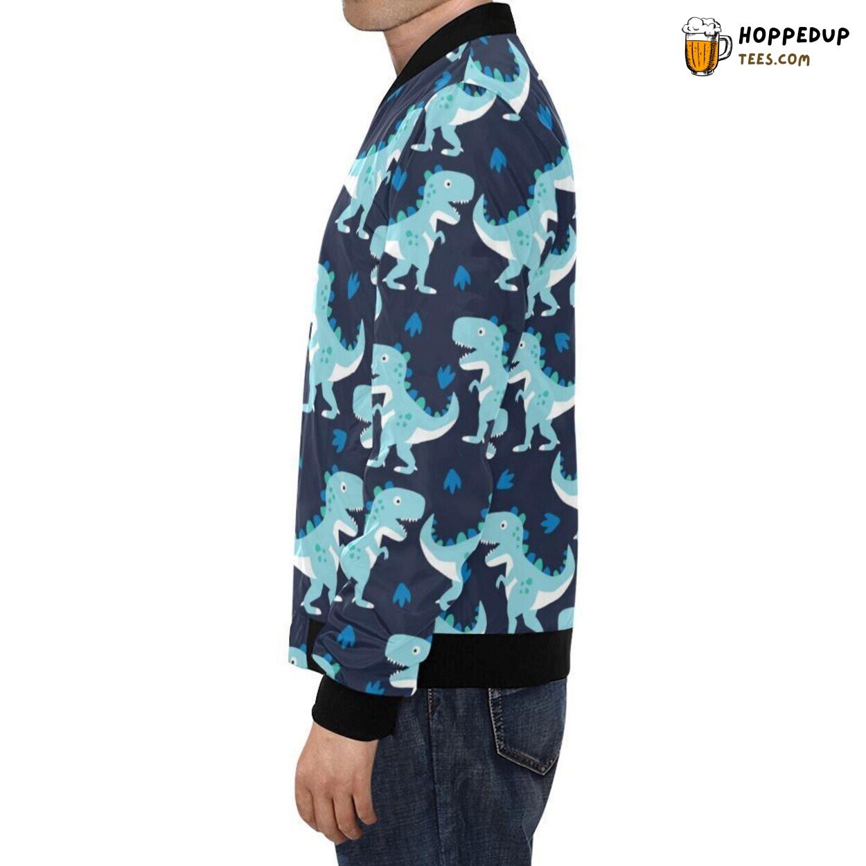 Dino Dinosaur Cartoon Theme Pattern Men’s Bomber Jacket Unique Design
