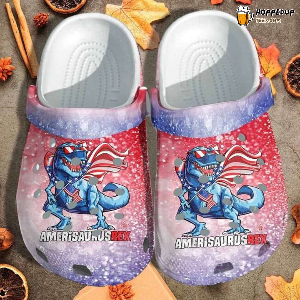 Dinosaur 4th July Amerisaurus Rex Theme Clogs Patriotic Celebration Gift