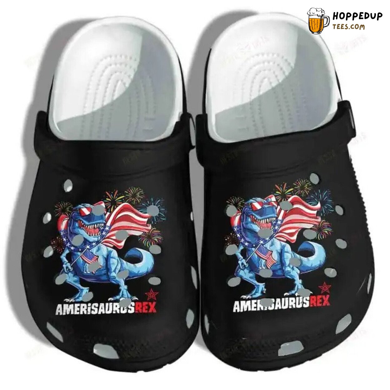 Dinosaur 4th July Amerisaurus Rex Unique Black Comfortable Clogs