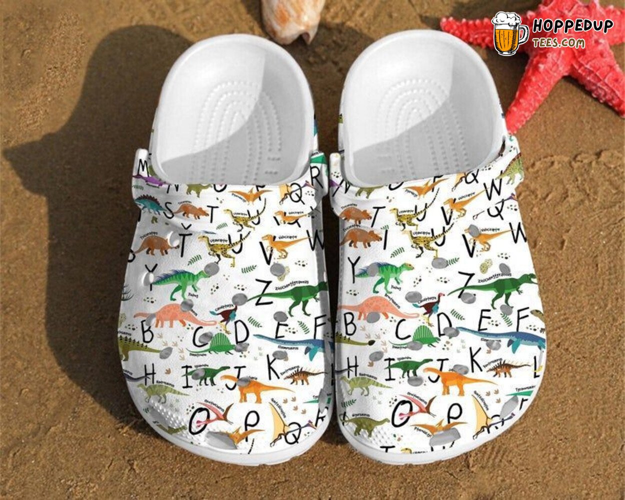 Dinosaur Alphabet Pattern Rubber Clog Shoes Comfy Footwear for Kids