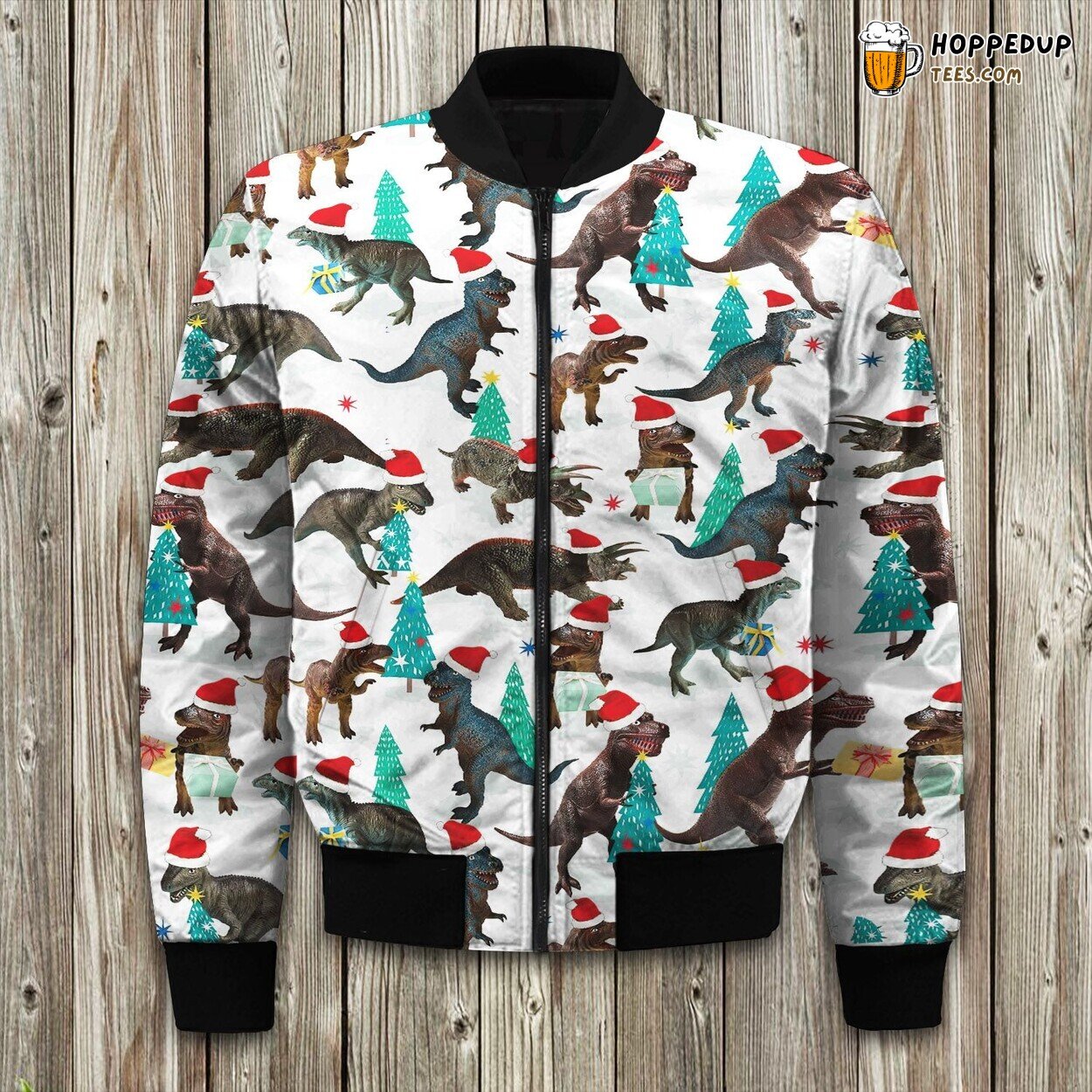 Dinosaur And Christmas Bomber Jacket