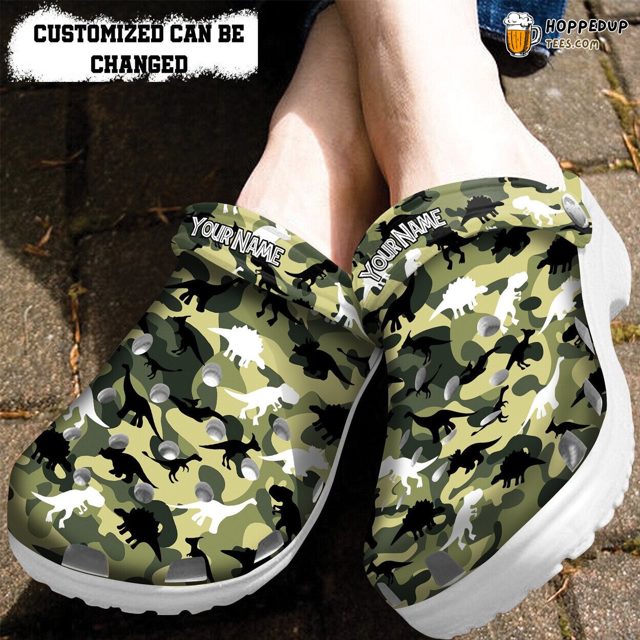 Dinosaur Camo Military Son Husband Father Day Custom Clogs