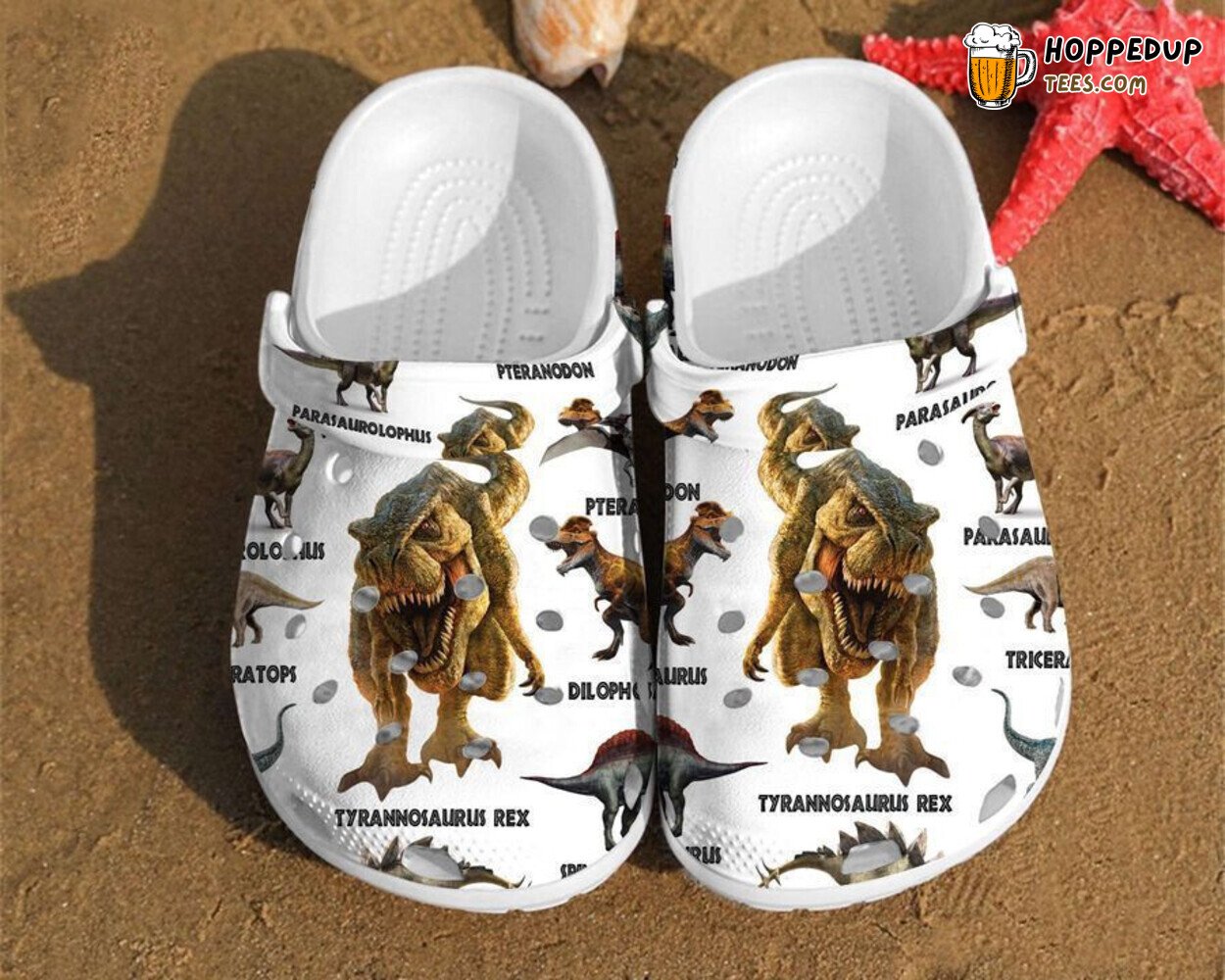 Dinosaur Types Pattern Lovers Unique Comfortable Clog Shoes