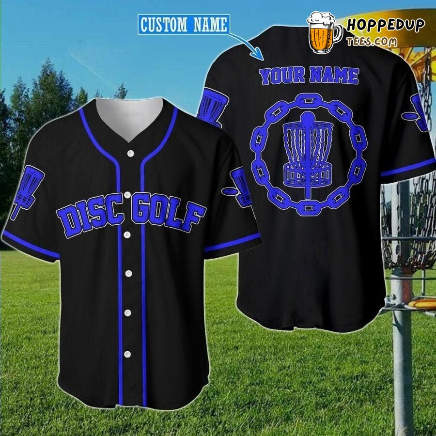 Disc Golf Chain Black Blue Personalized Unique Baseball Jersey