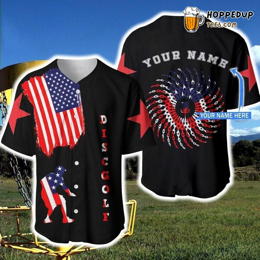 Disc Golf Chain Star American Theme Personalized Baseball Jersey