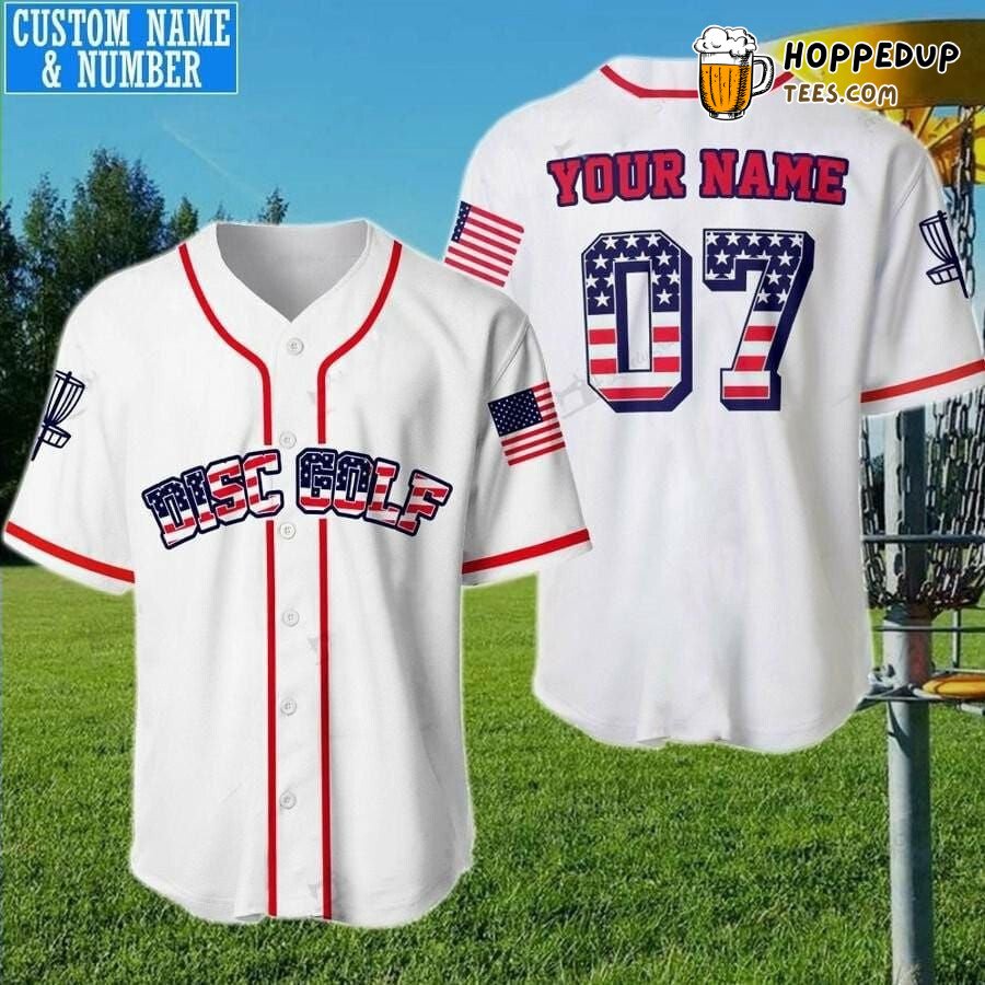 Disc Golf Flag White Personalized Unique Baseball Jersey Design Wear