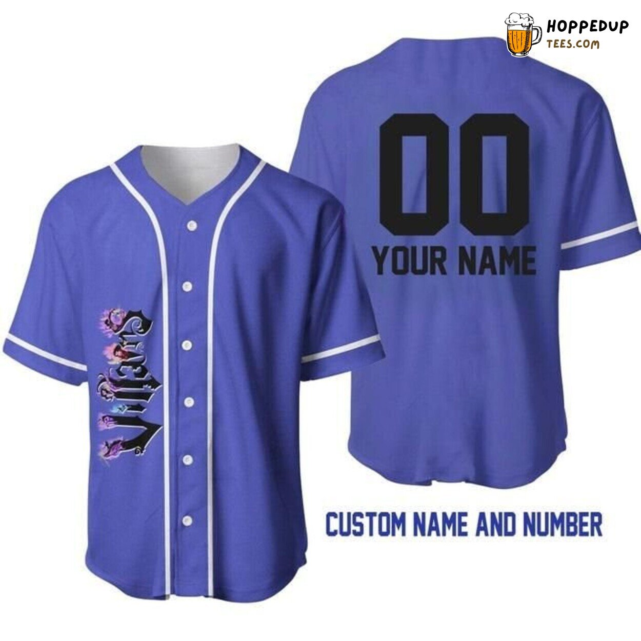Disney Evil Villains Lavender Purple Graphic Baseball Jersey
