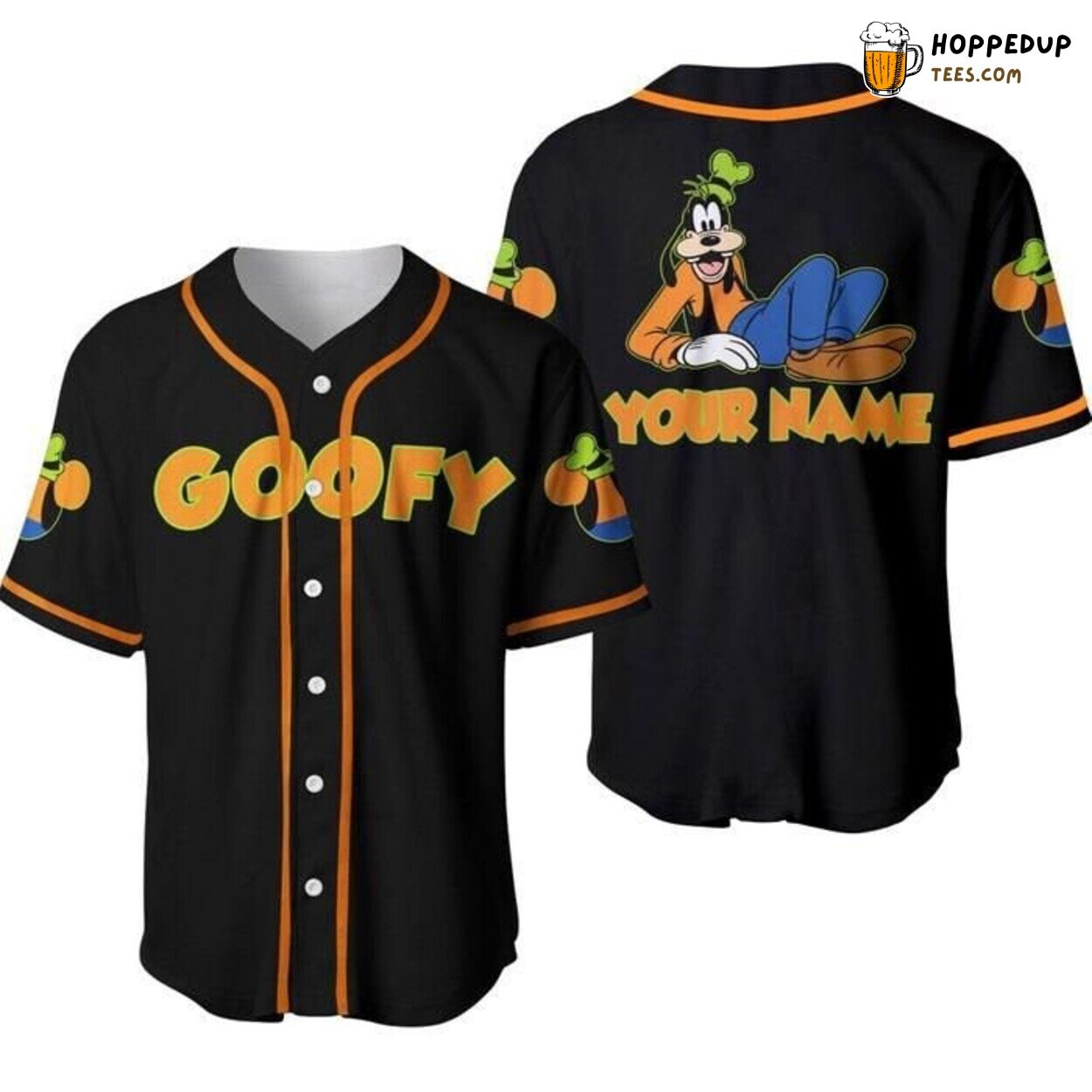 Disney Goofy Dog Black Cartoon Graphic Baseball Jersey Custom Fun