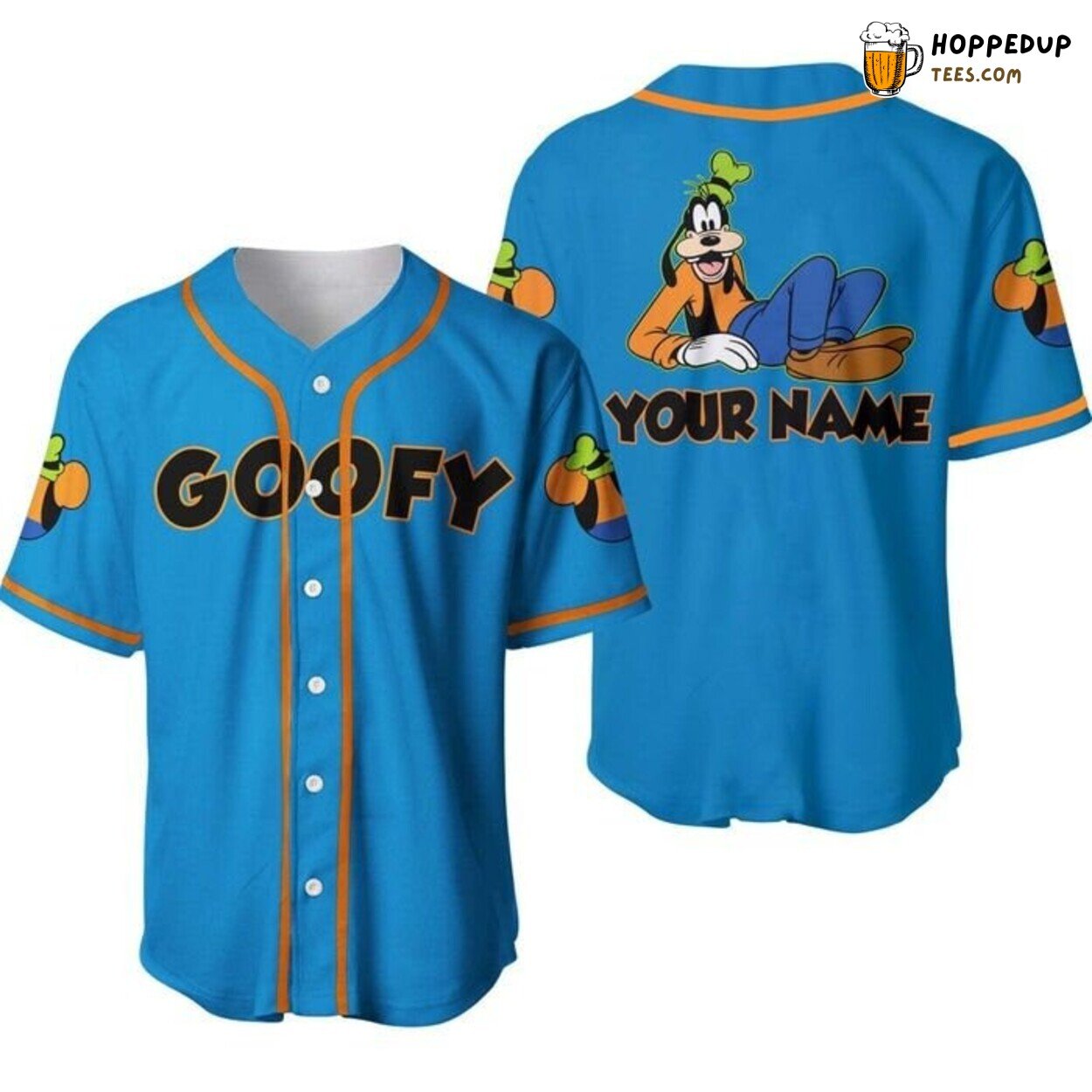 Disney Goofy Dog Blue Casual Graphic Chilling Baseball Jersey