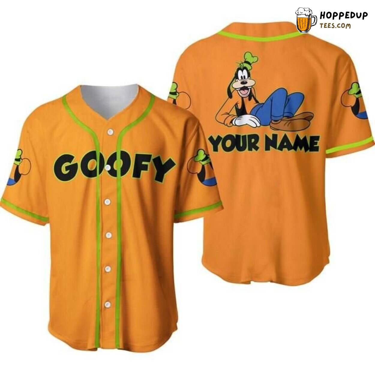 Disney Goofy Dog Chilling Orange Graphic Baseball Jersey Fun