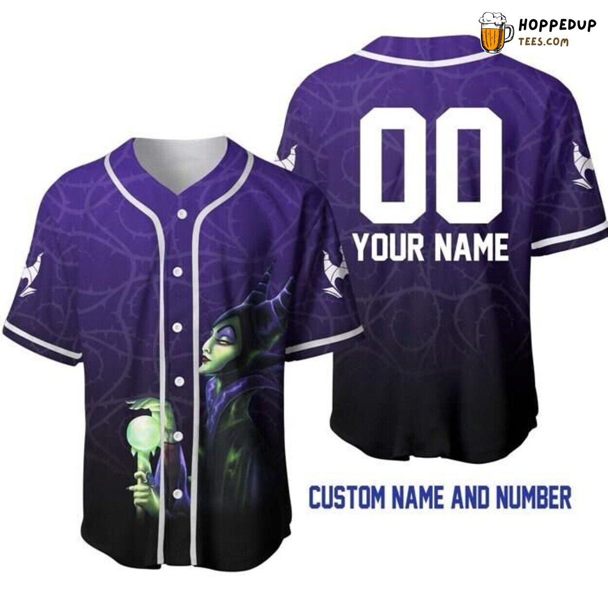 Disney Maleficent Ombre Purple Black Villain Baseball Jersey