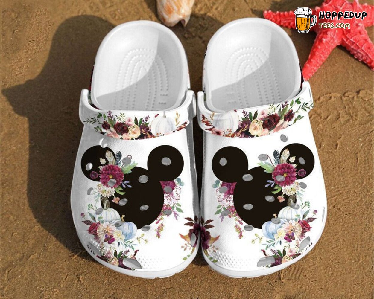 Disney Mickey Ears Watercolor Floral Minnie Anniversary Clogs Shoes