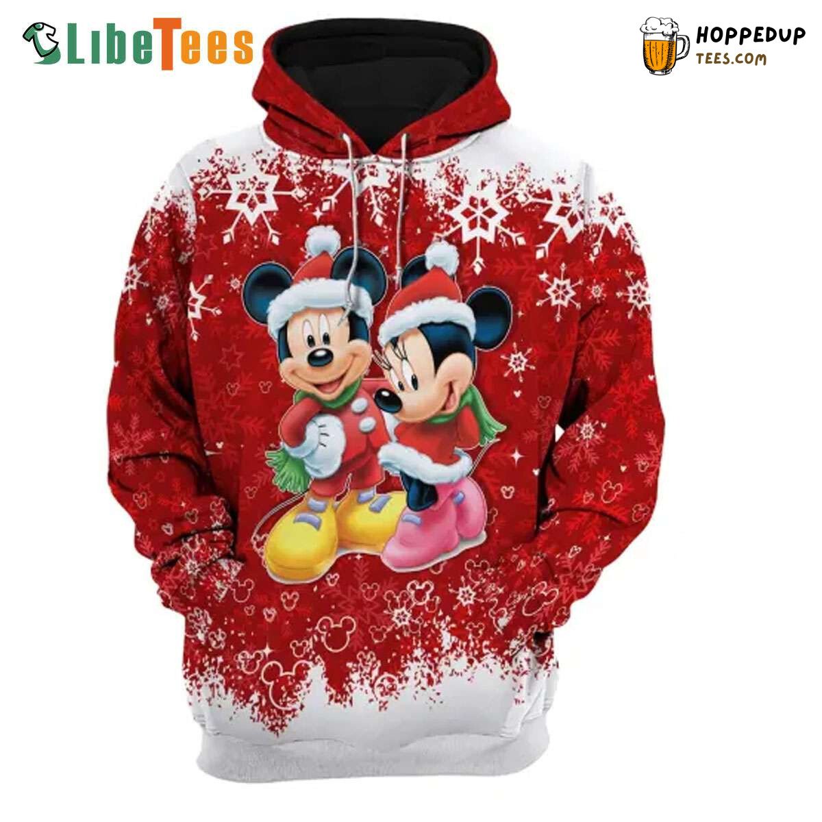 Disney Mickey Minnie Mouse Snowy Red White Hoodie For Lovers
